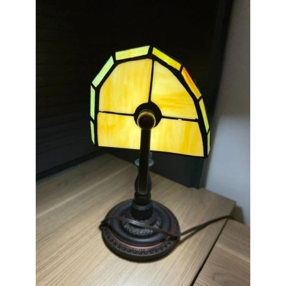 Tiffany Dragonfly Lamp Side Lamp  Colorful Glass and Metal Base NEW IN BOX